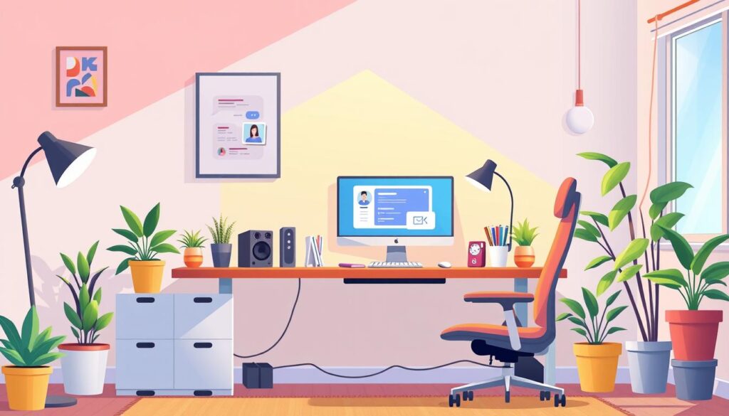 home office setup for live chat