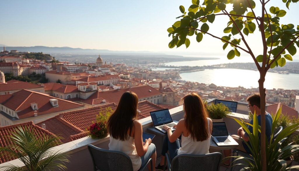 Lisbon digital nomads enjoying city views